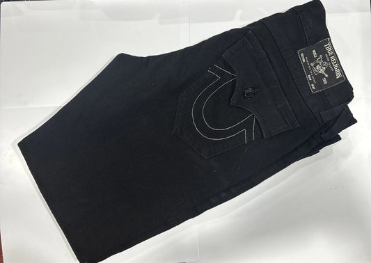 True Religion Jeans Mens size 36x32 Ricky Flap SN Relaxed Straight Black Denim