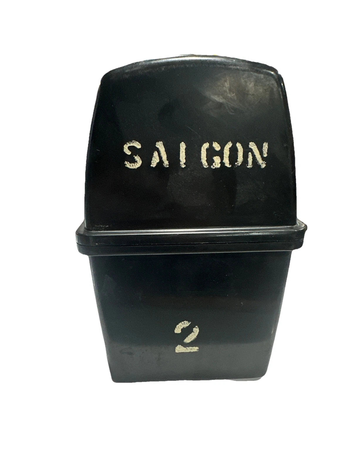 Vintage THERMOS Black Plastic Lunch Box NO Thermos USA SAIGON Vietnam Labeled