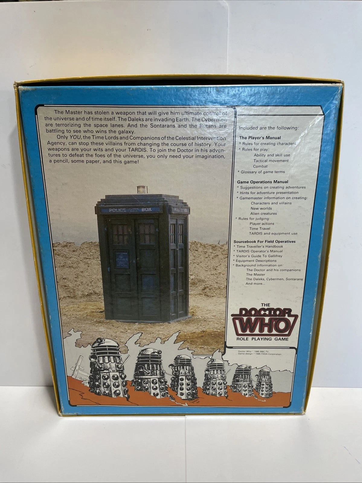 Vintage FASA 1985 BBC Doctor Who Role Playing Game Box Set #9001
