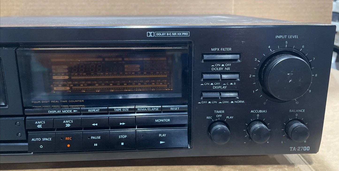 Onkyo Integra Stereo Cassette Tape Deck TA-2700 Tested Works