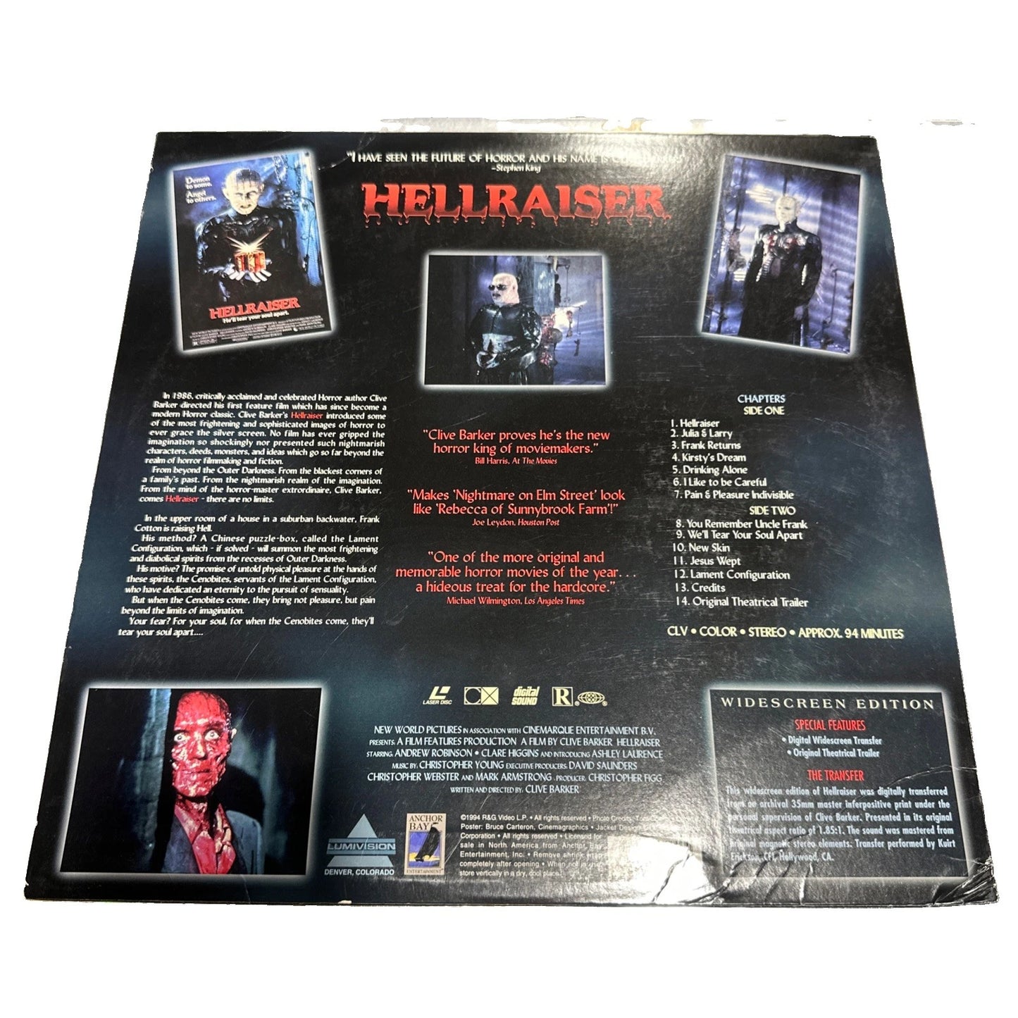 LaserDisc: Hellraiser (1987): Clive Barker, rare horror, widescreen