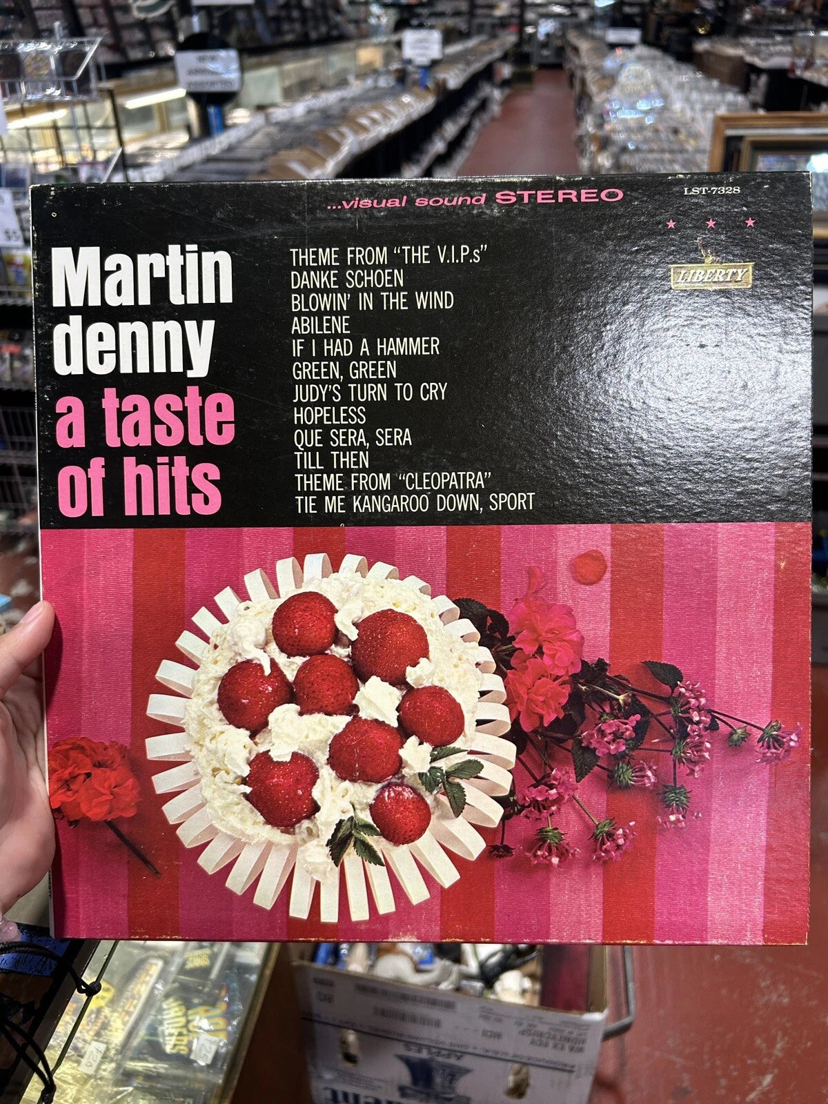 MARTIN DENNY Rare Vinyl LP - A TASTE OF HITS - LST-7328 NM- Promo Label