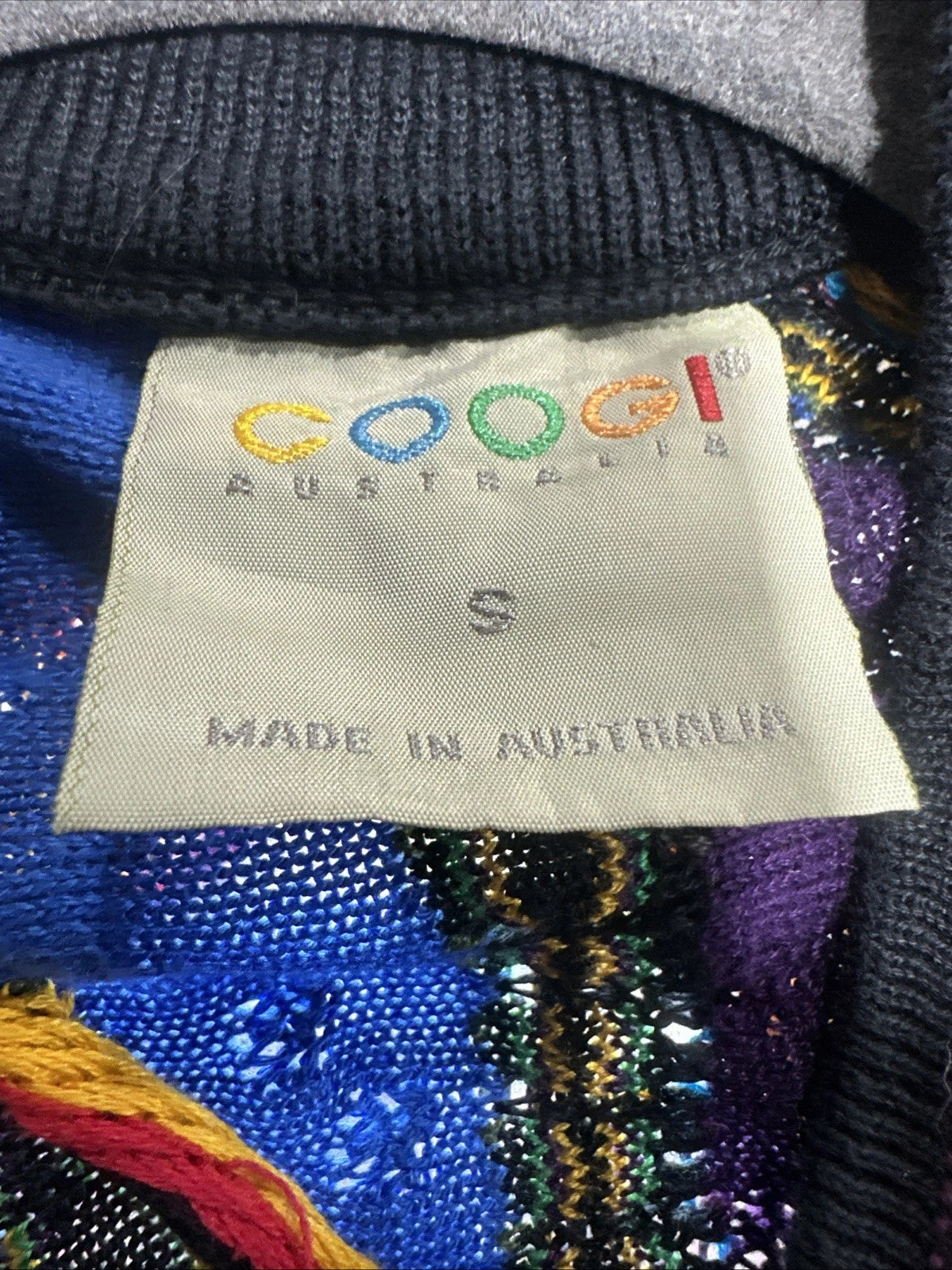 COOGI Australia Sweater Colorful Cardigan Metal Button Up Small Cotton 3D Cables