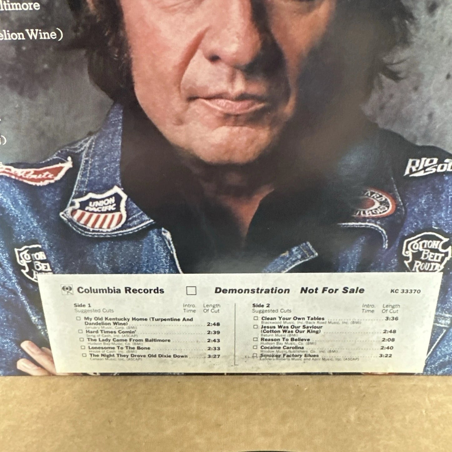 1975 John R. Cash Vinyl Record (KC 33370) white label and promo strip rare!
