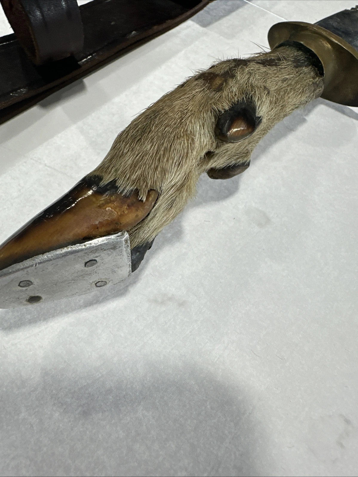 Vintage Mexican Mexico Engraved Bowie Knife with DEER HOOF OAXACA