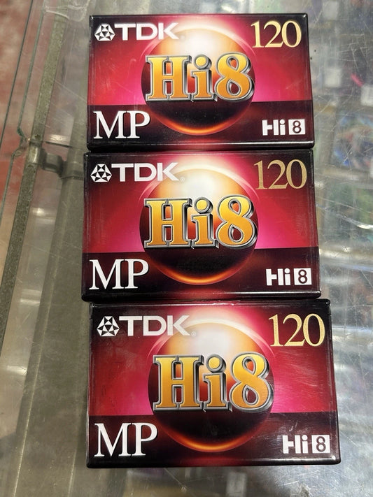 TDK Hi8 MP 120 Premium Grade Camcorder Blank Tapes Lot of (3) New Sealed