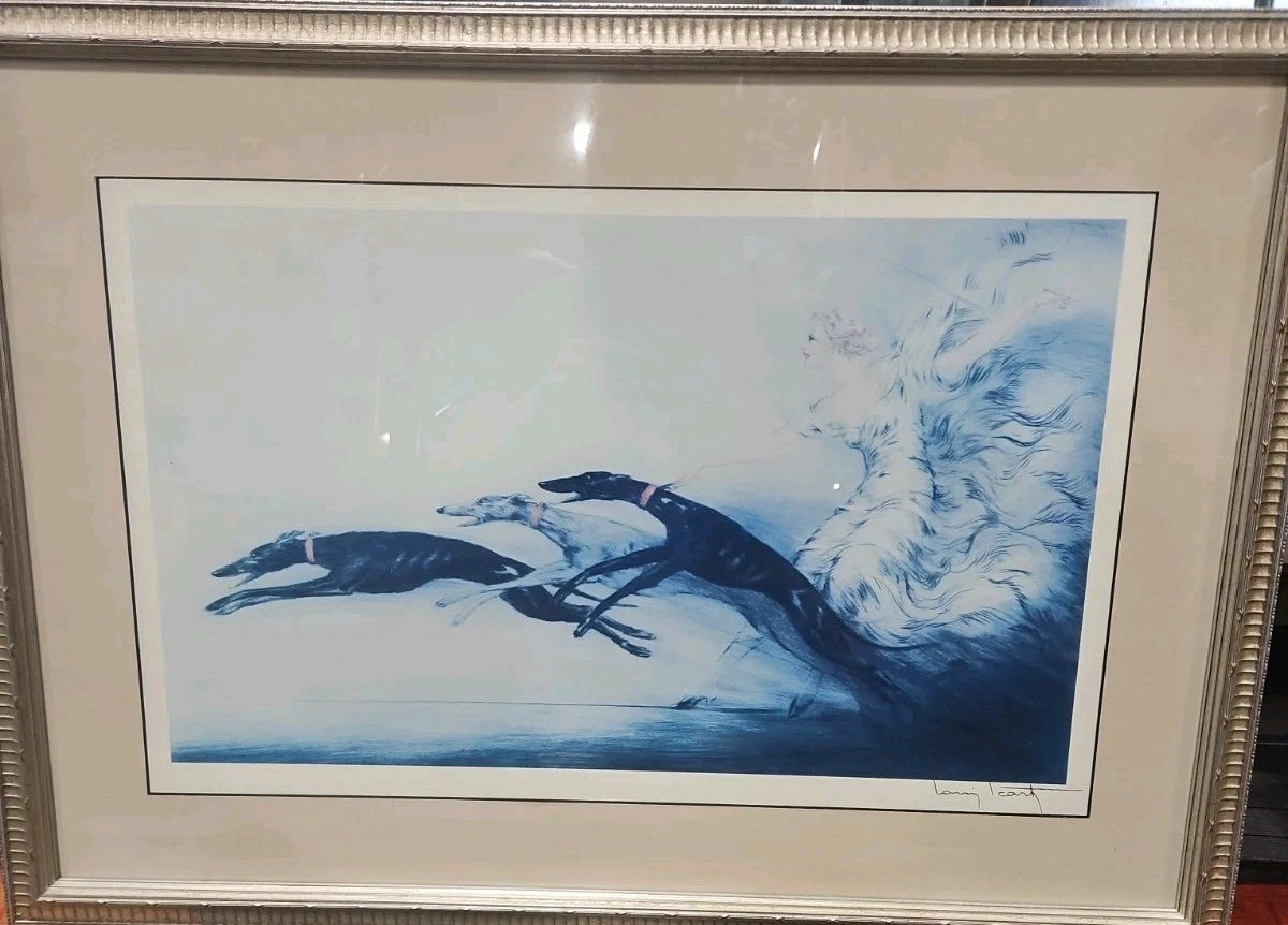 Louis Icart " Speed II " Etching Print Signed Rare Vintage 30x24