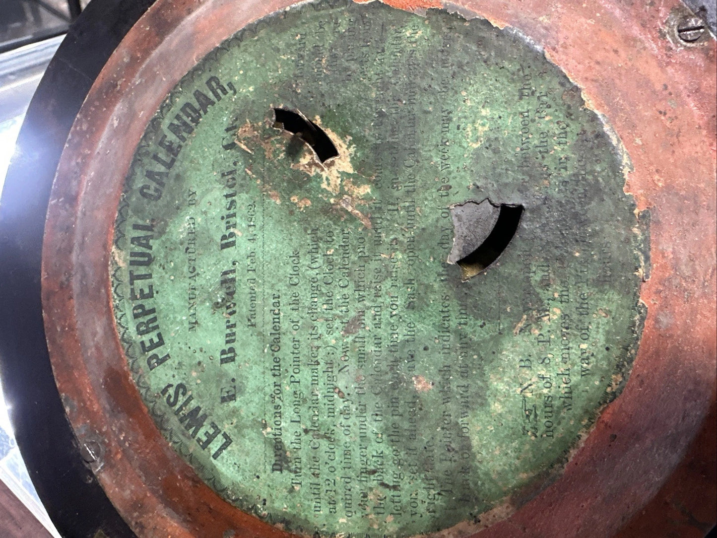 Antique Lewis Patent Double Dial Perpetual Calendar Clock Partially Working RARE