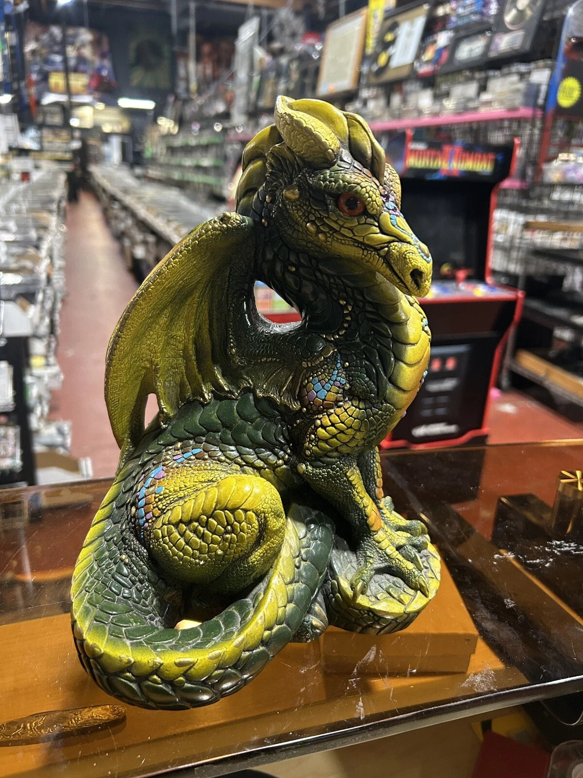 Vintage Windstone Editions Pena Turquoise Green Gold Retired 1986 Dragon Flaw