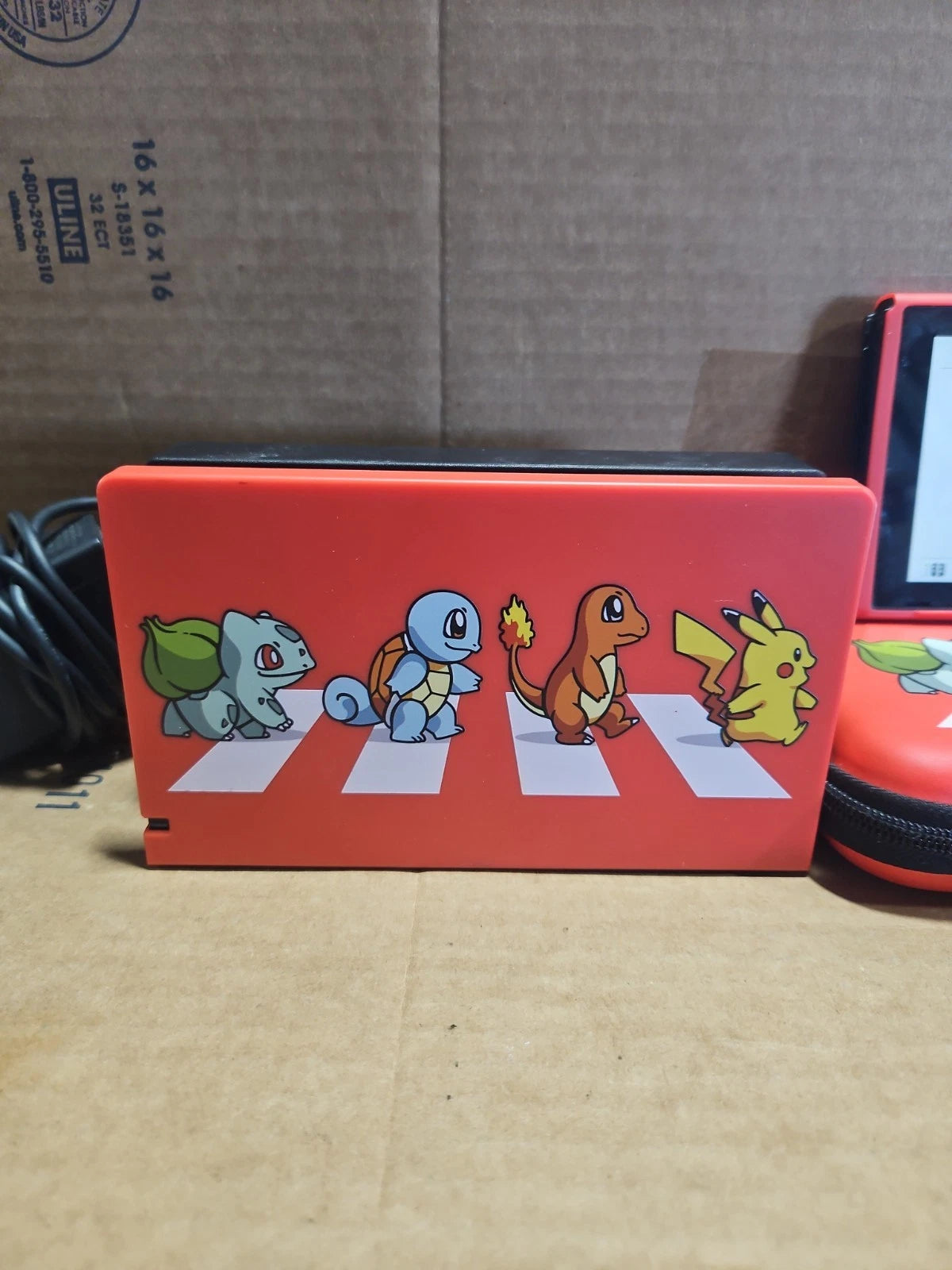 Nintendo Switch Console HAC-001 Neon Red/Blue Controllers Pokemon Themed Cases