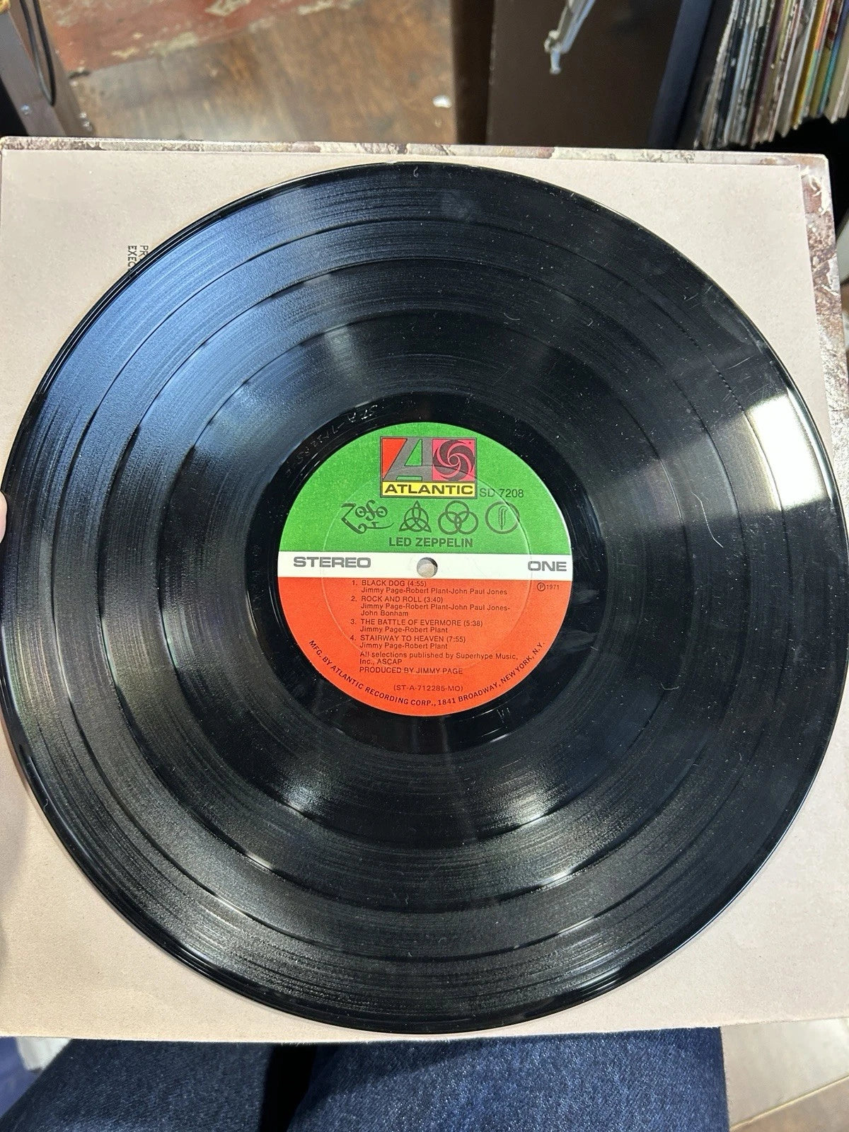 Led Zeppelin IV 1971 Atlantic SD 7208 1st Press lp sta-712285-f porky vg+