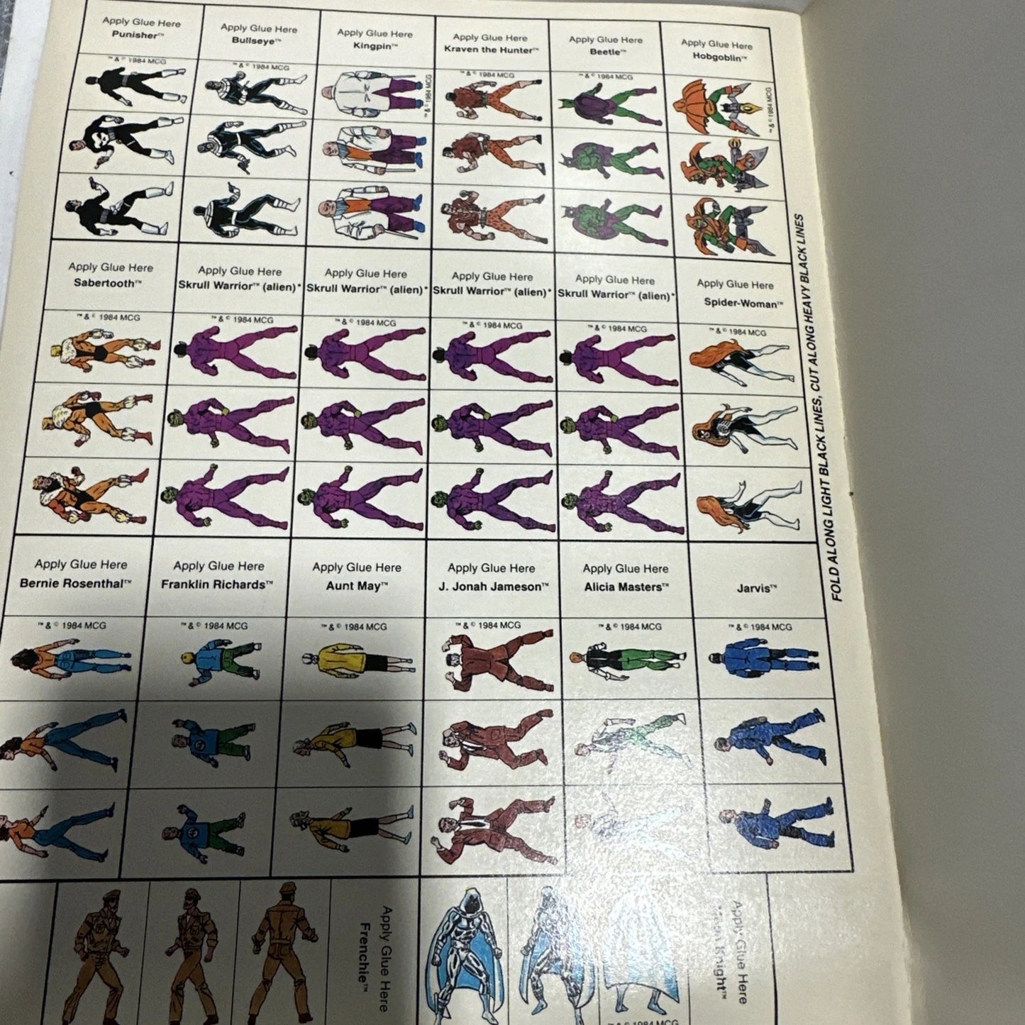 1984 MARVEL SUPER HEROES GAME ACCESSORY FOLD-UP FIGURES TSR 6856 Never Used!