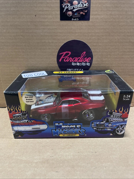 1/24 Muscle Machines 1969 Camaro Red with White Stripes 2003 Funline Merchandise