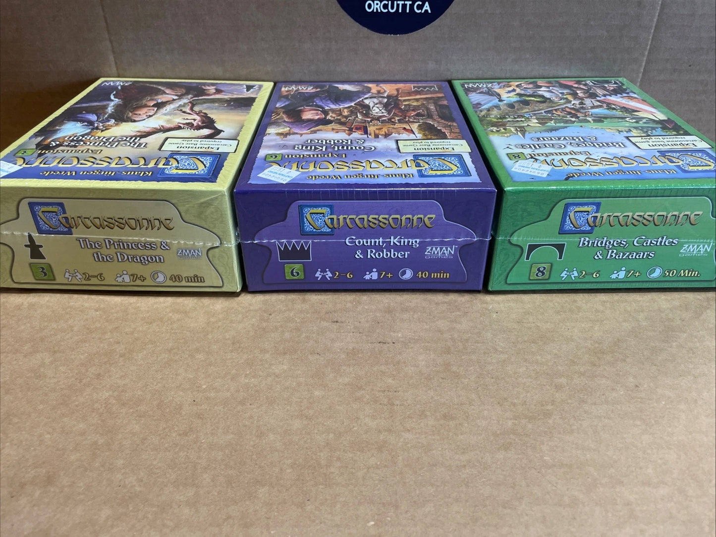 Carcassonne Expansion #3 + Expansion 6 + Expansion 8 Z-Man Games Brand New Lot 3