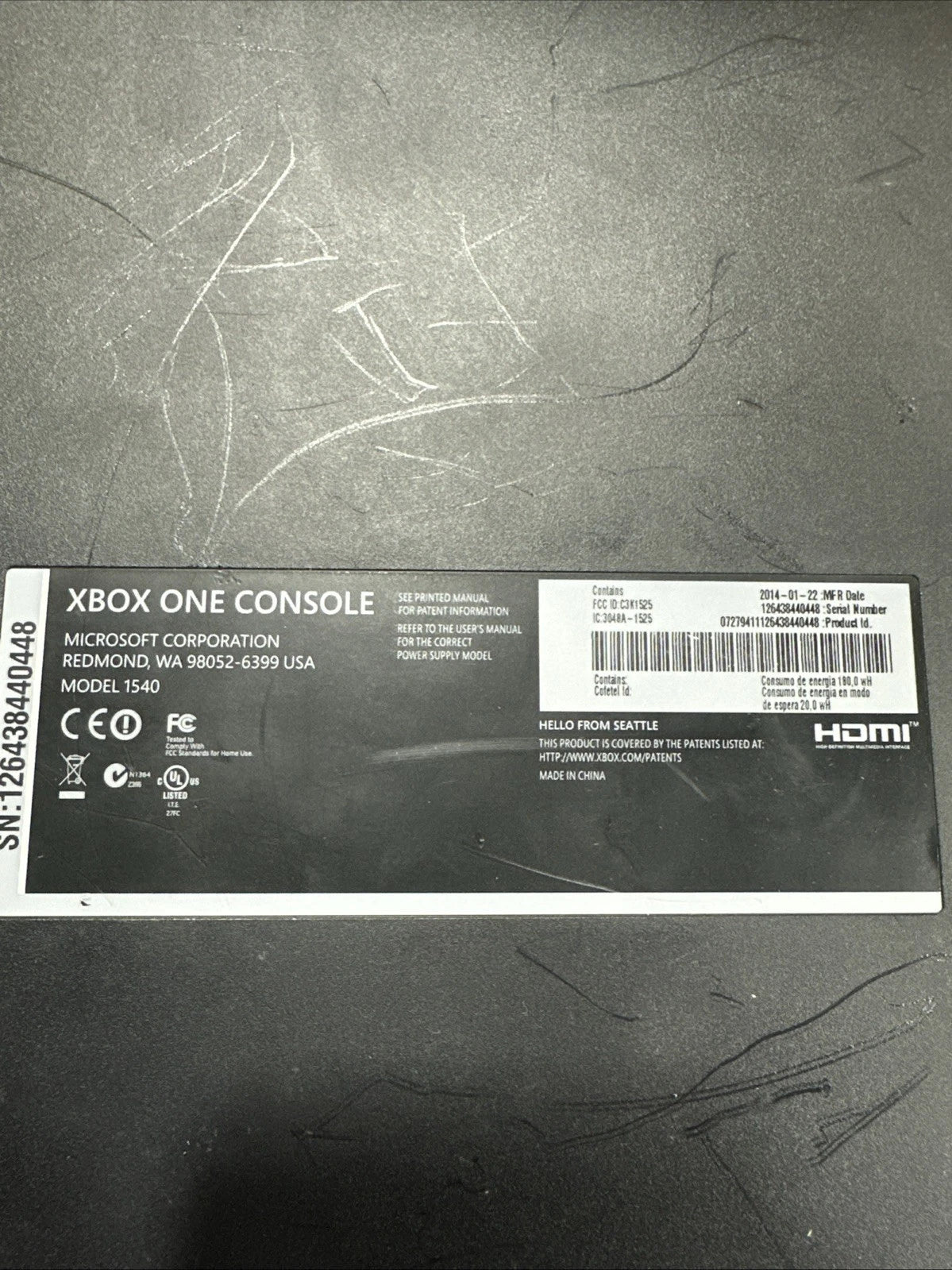 Microsoft Xbox One #1540 Black CONSOLE ONLY AS IS UNTESTED NO CORD
