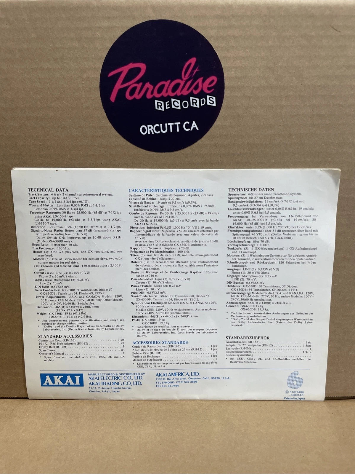 Operator‘s Manual-Bedienungsanleitung für Akai GX-630D/630DB