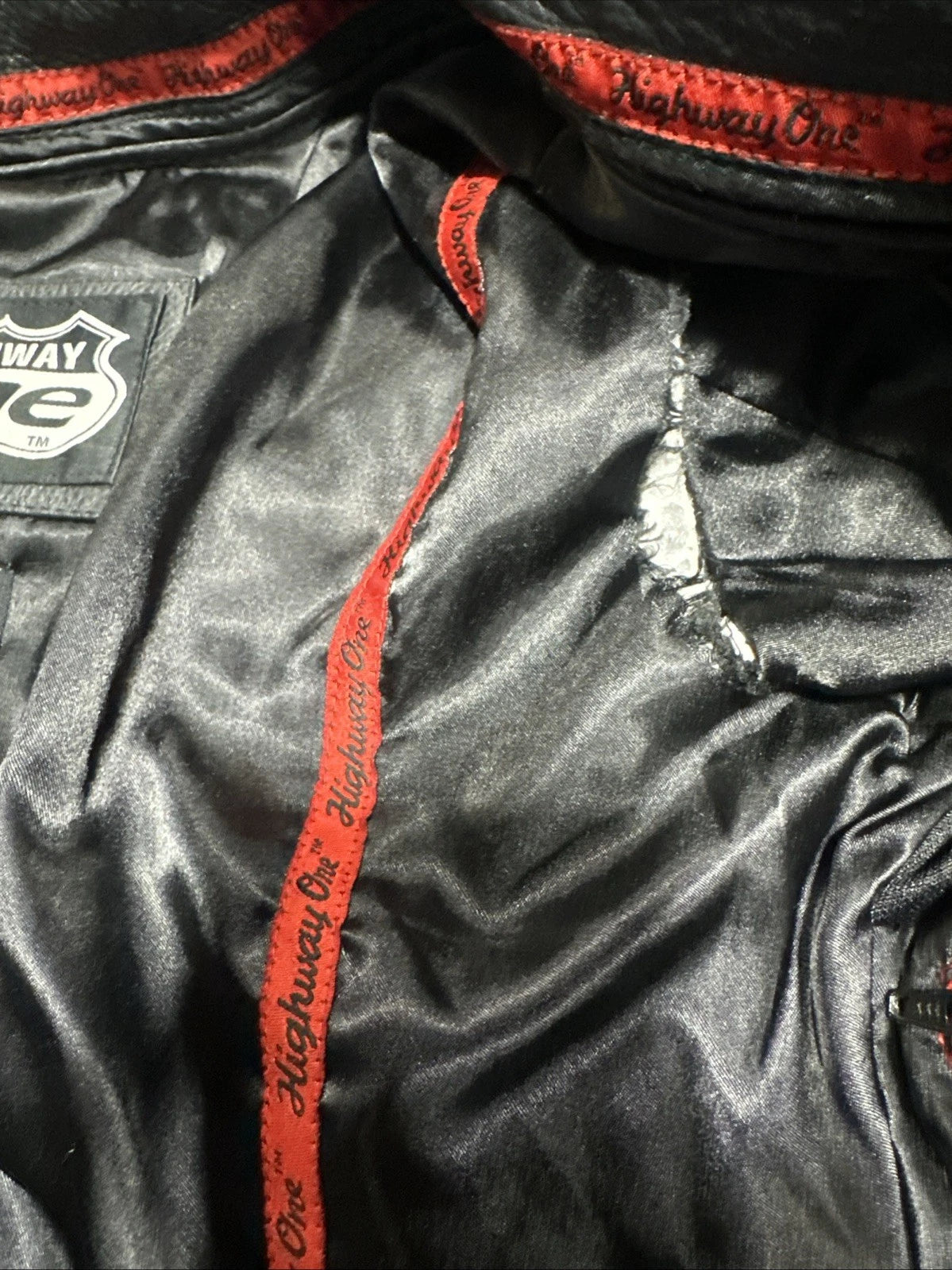 Highway One Leather Motorcycle Biker Jacket Black Mens Size Medium