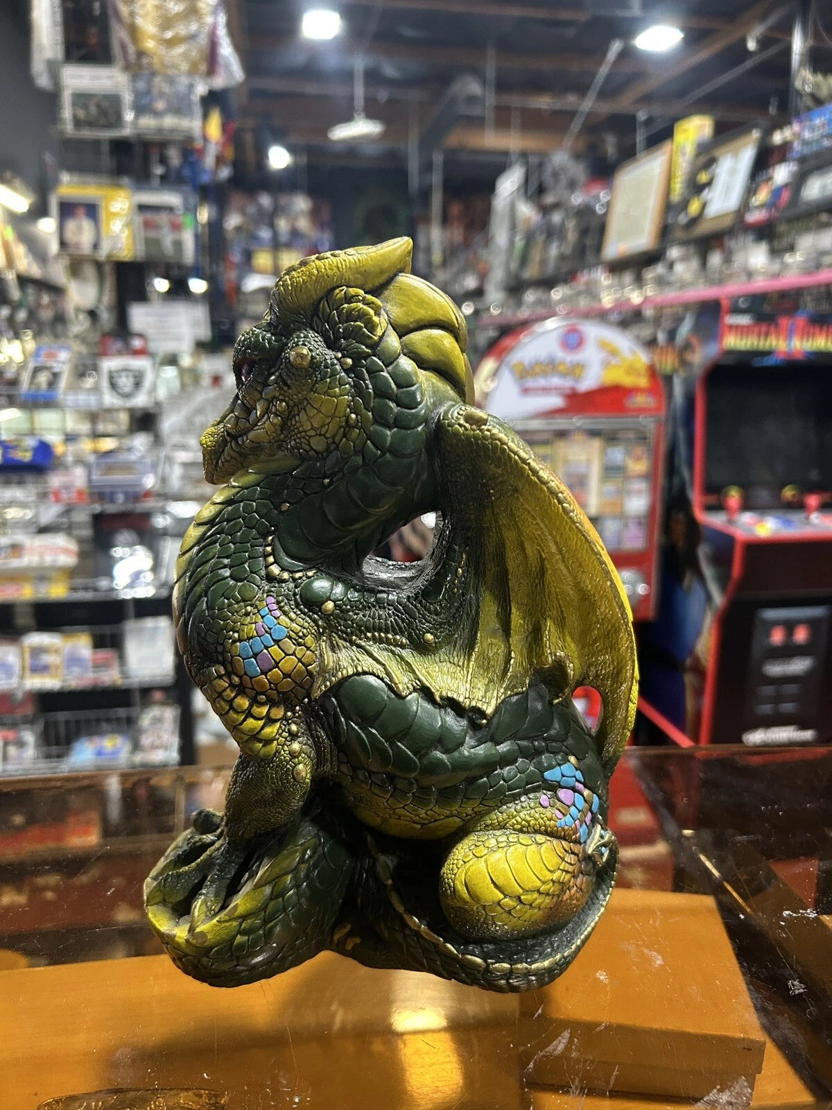 Vintage Windstone Editions Pena Turquoise Green Gold Retired 1986 Dragon Flaw