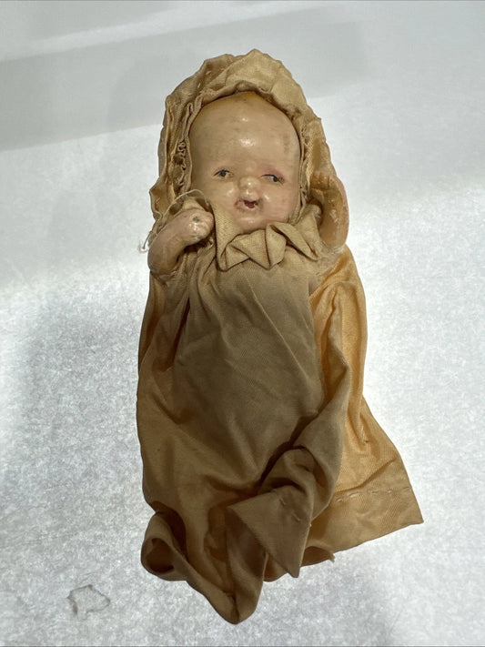 Vintage Japanese Made Antique baby doll with blanket, very old Missing Legs