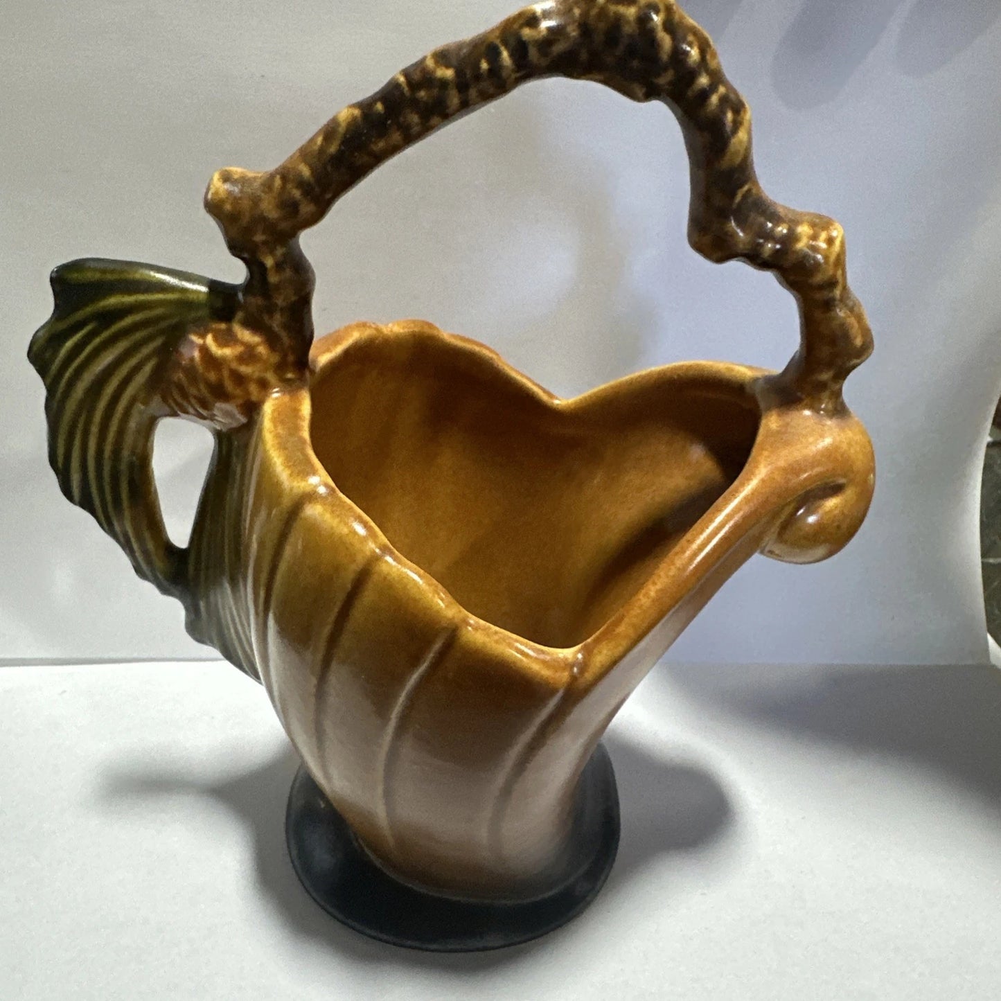 Rare Roseville Modern Pine Cone Handled Basket 408-6 Vintage Art Pottery