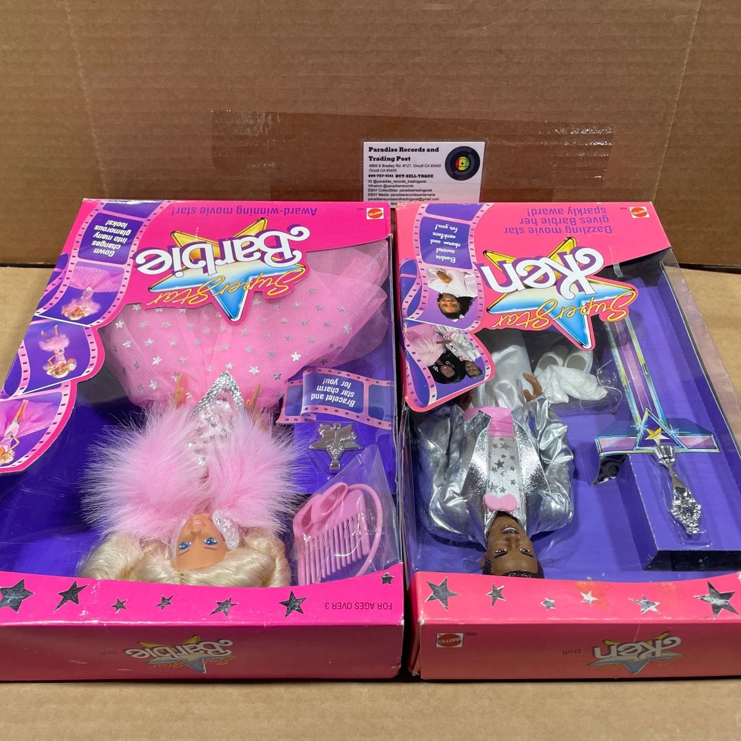 Vintage Super Star Barbie Ken 1550 1605 Mattel Movie Star Black 1988 80s NIB