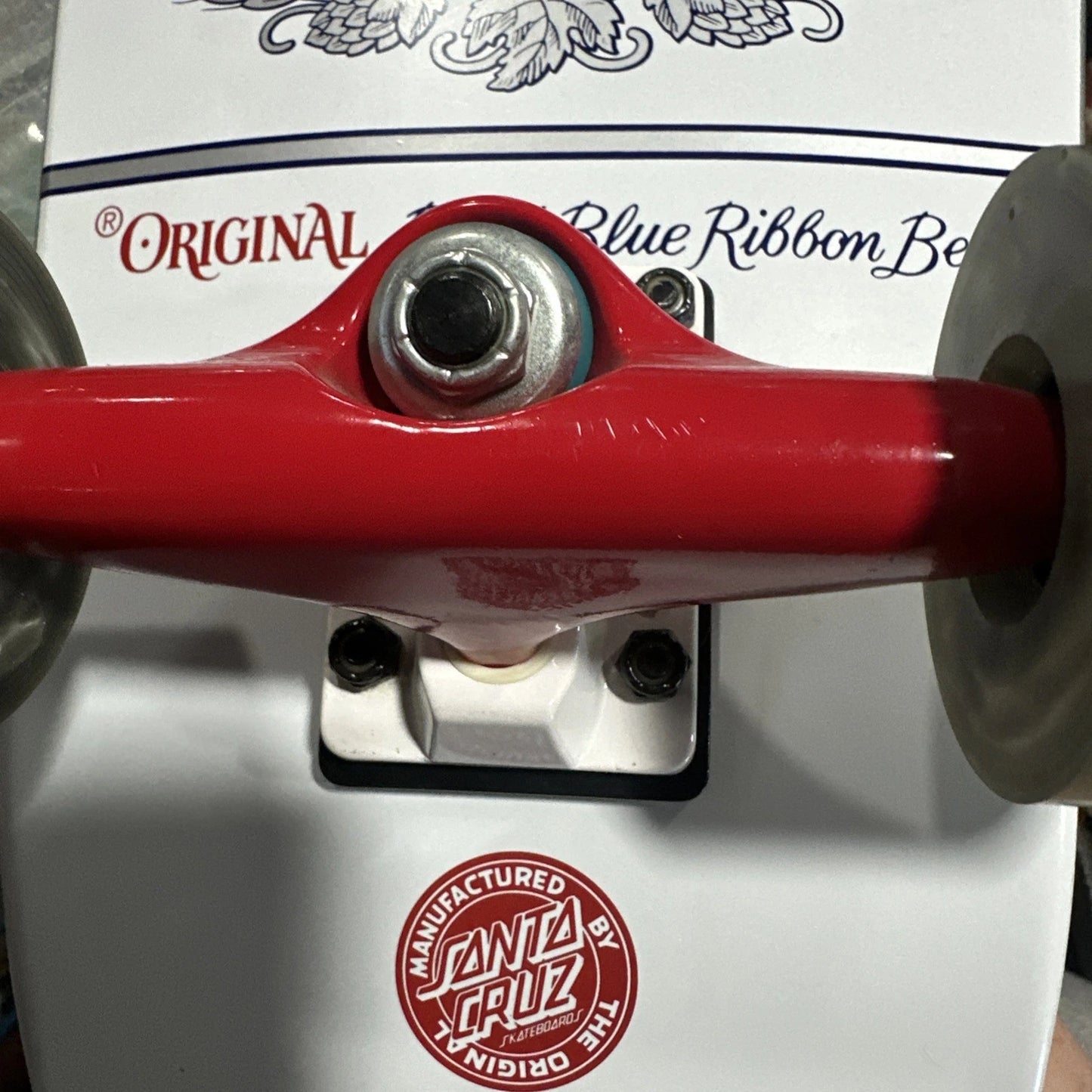 Santa Cruz x Pabst Blue Ribbon "Cold One" Skateboard Deck Built-in Bottle Opener