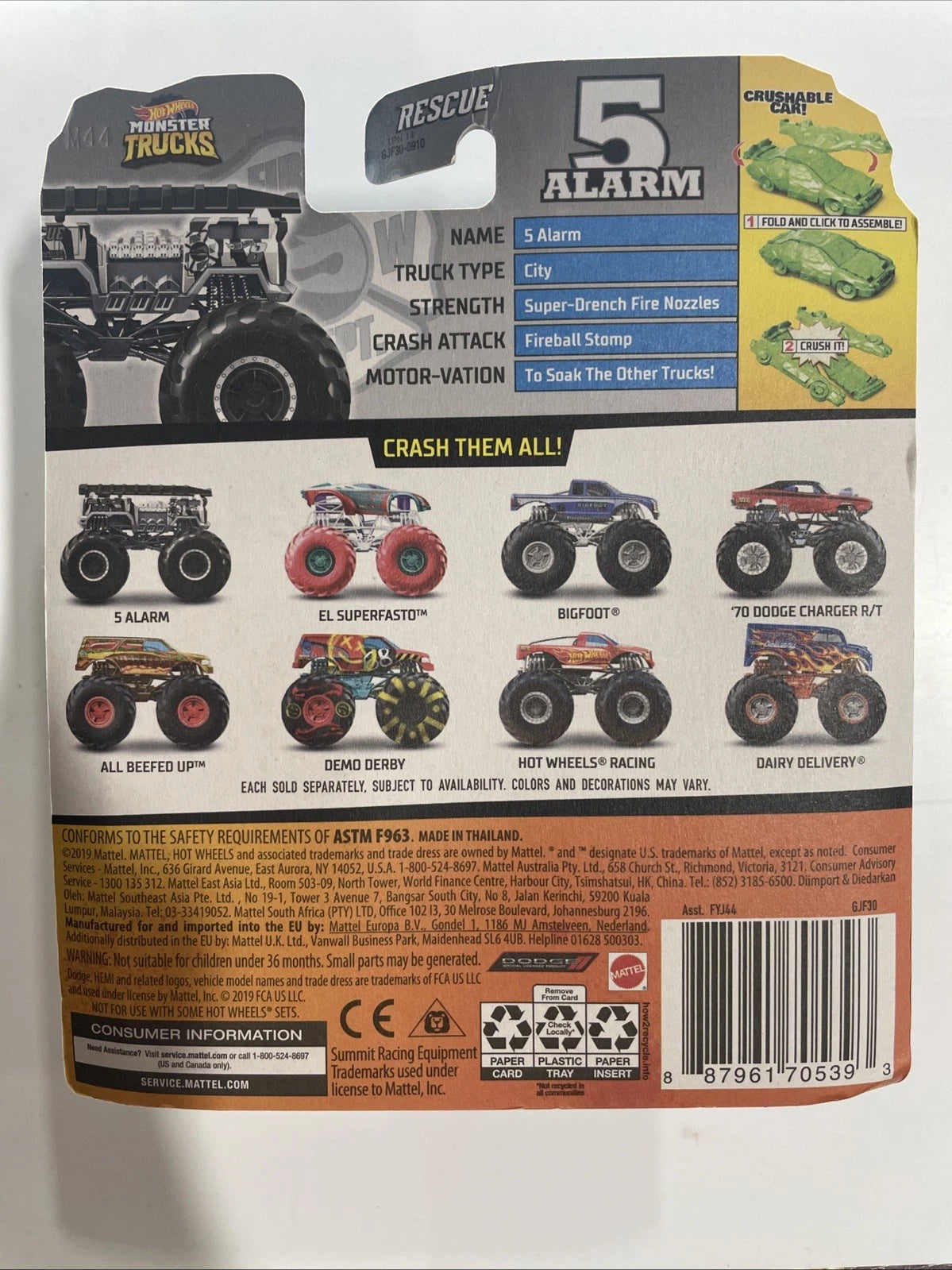 Hot Wheels Monster Trucks 2019 1:64 “5 ALARM” Black & White