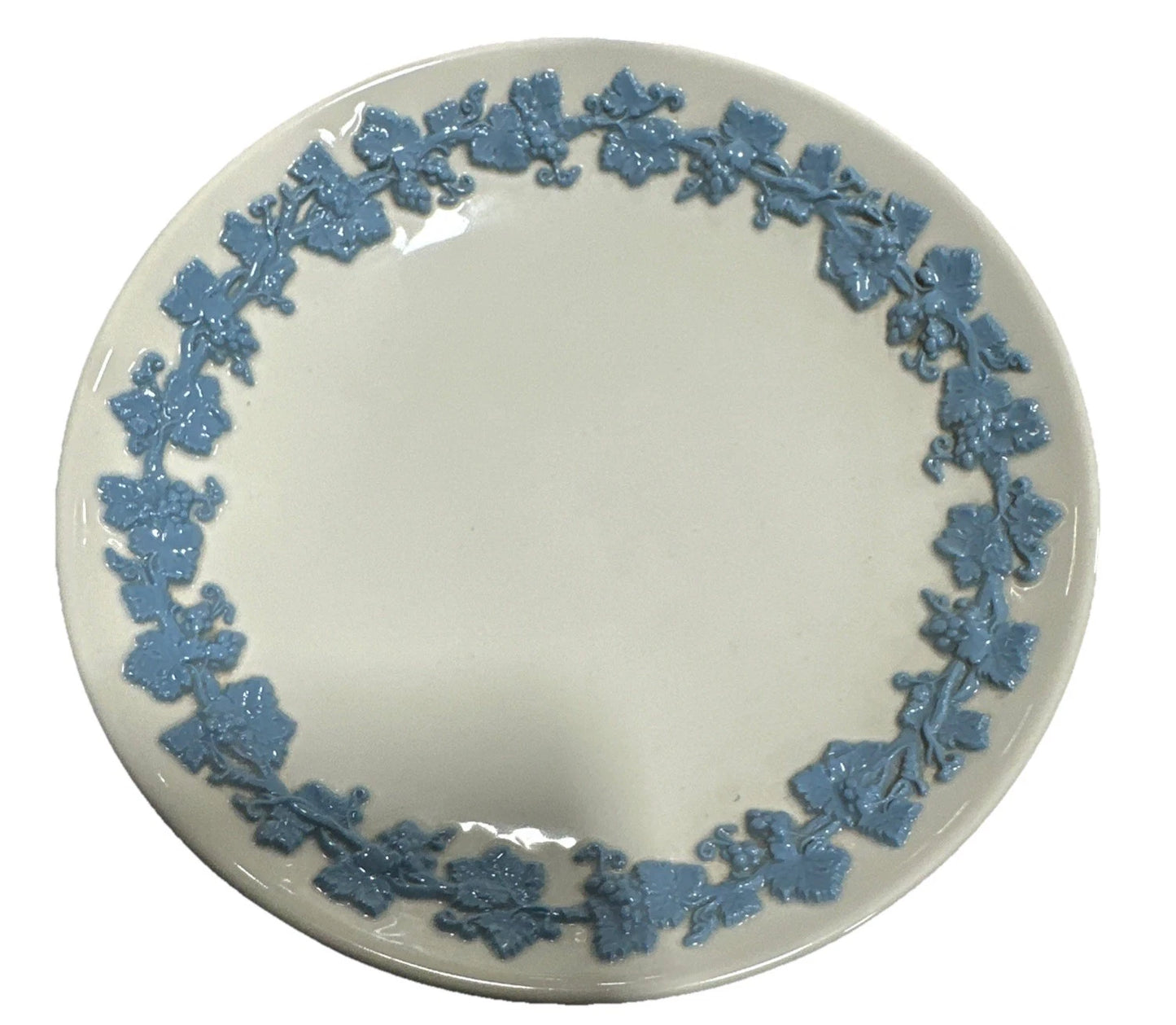 Vintage Wedgwood Queensware 6.5" Pedestal Plate Blue on Cream