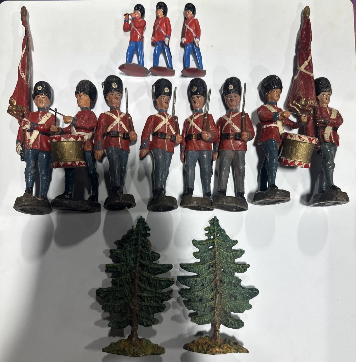 Vtg Elastolin of Danish Soldiers Red Coat Figures Palace Lot 1930s