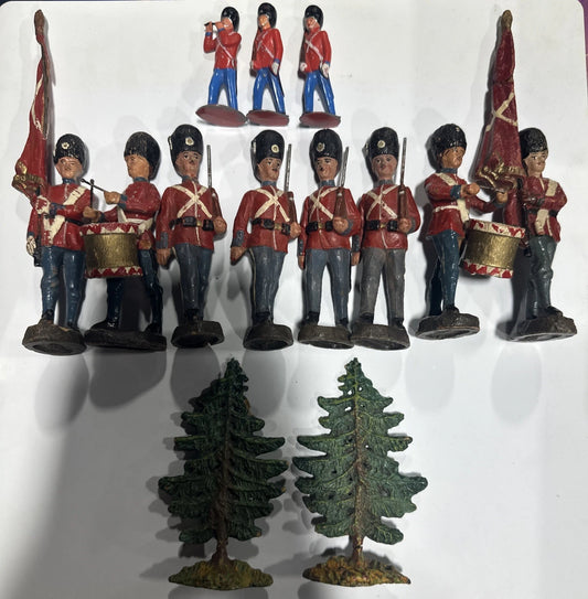 Vtg Elastolin of Danish Soldiers Red Coat Figures Palace Lot 1930s