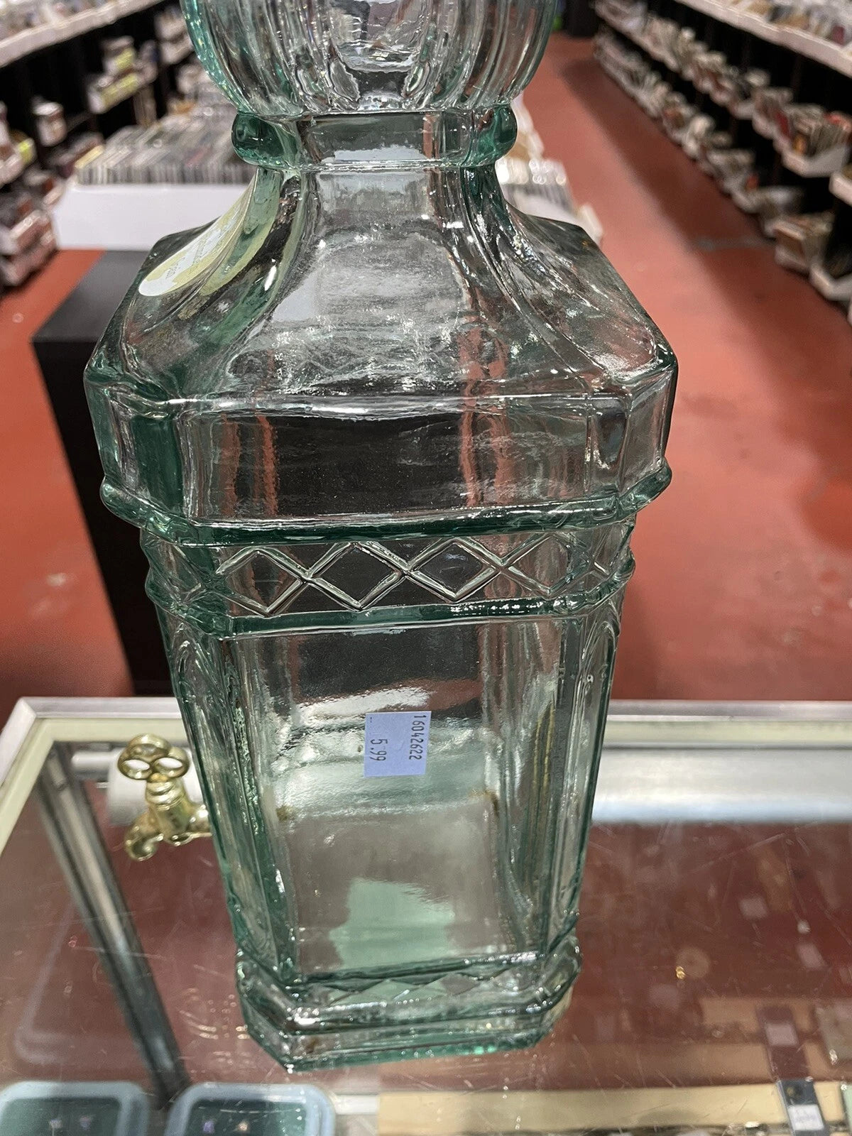 SVE FIRENZE ITALIA VINTAGE ART GLASS GREEN GLASS BEVERAGE JUG, MADE IN Spain