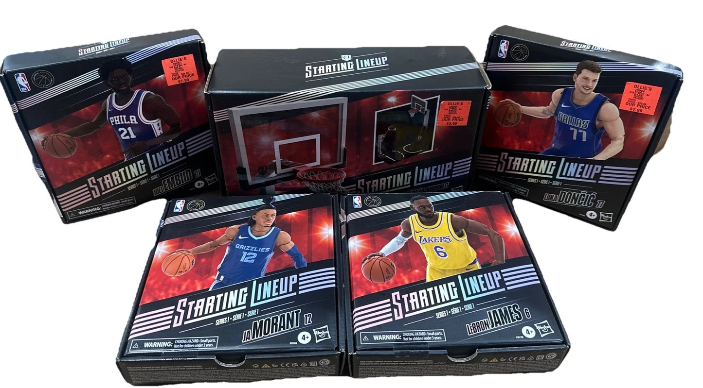 NBA Starting Lineup Basketball Backboard With Action Figures Lot