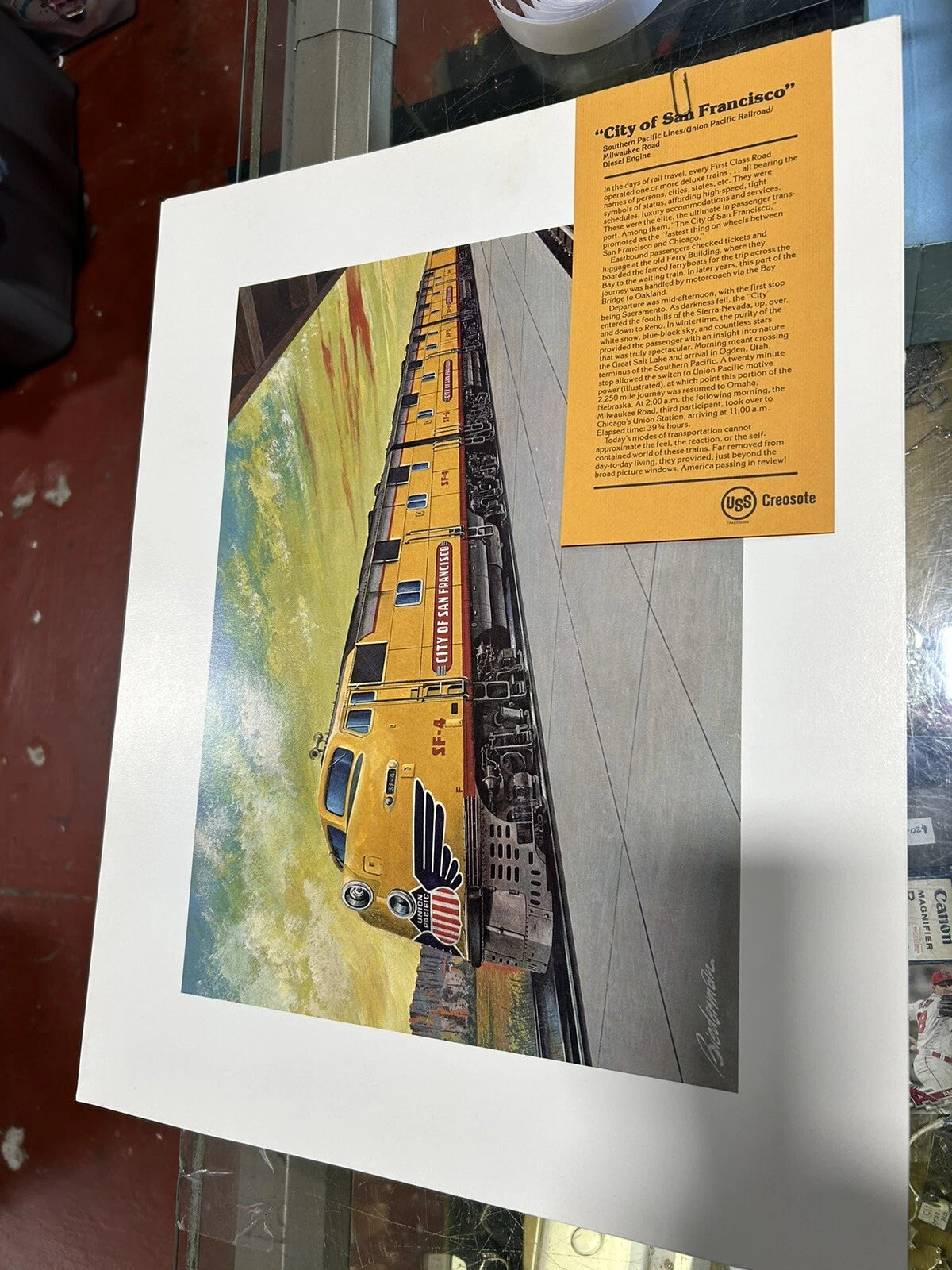 Vintage Lot of 6 USS Creosote Artist Locomotive Train Prints