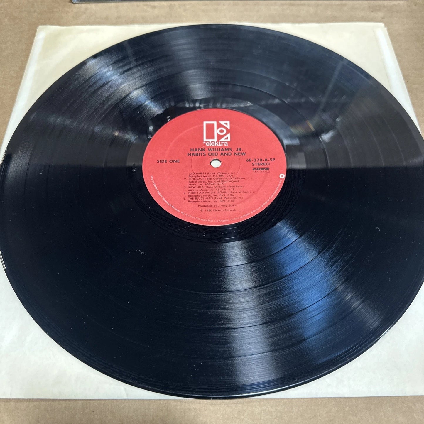 Hank Williams Jr. Habit Old And New Vinyl Record LP Eletra 6E-278 Curb Shrink