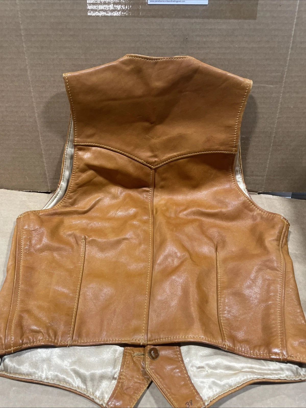 VTG Leather Vest Handmade Mens L 44 Tan Buffalo Nickel Buttons Unbranded Western