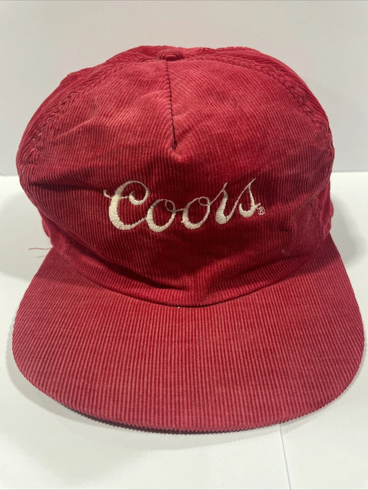 Vintage Coors Beer Hat Snapback Banquet Coors Light Red Corduroy Cap