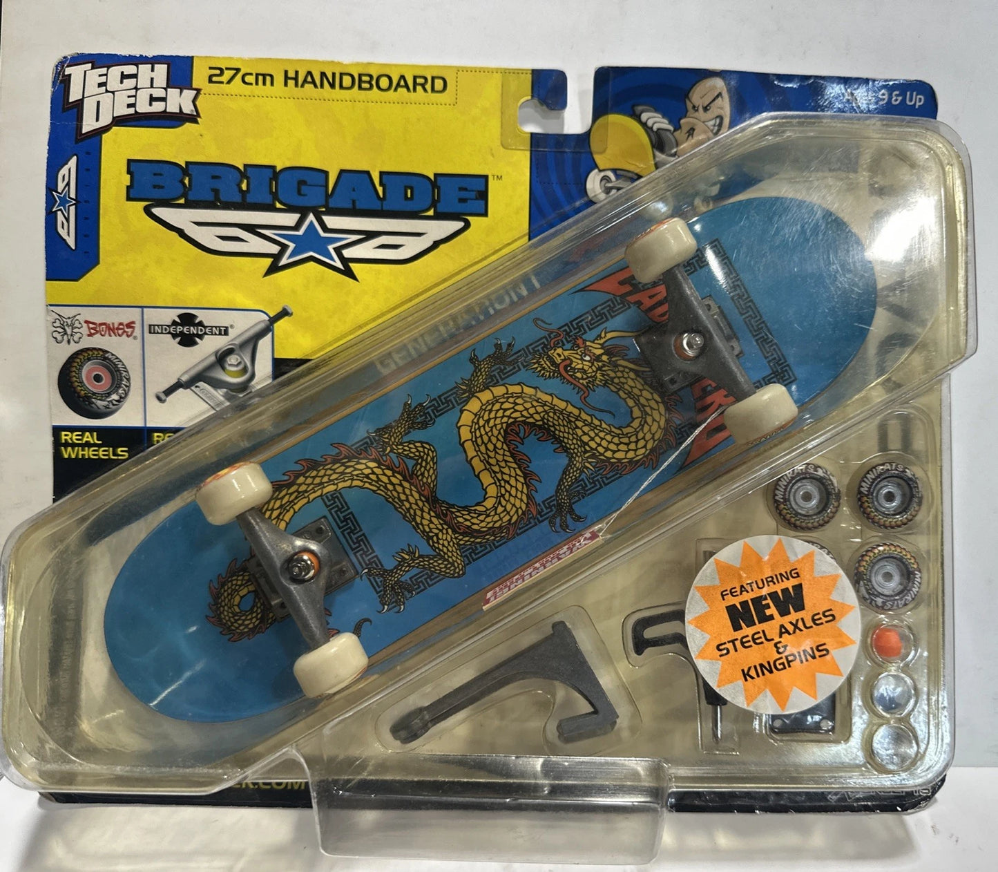 Vintage 2001 Tech Deck 151 27cm Handboard Real Skateboard Yellow Dragon