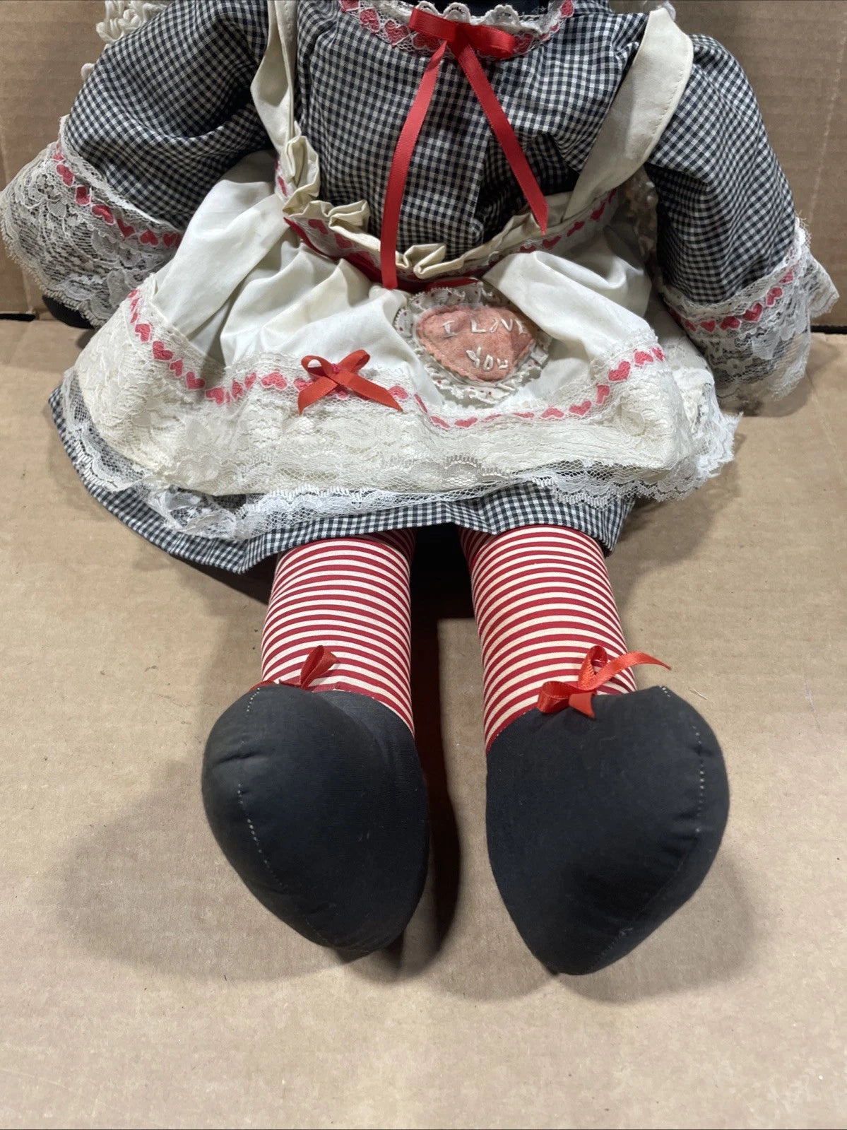 Large Vintage African American Folk Art Rag Doll, 24” Lot Of 2