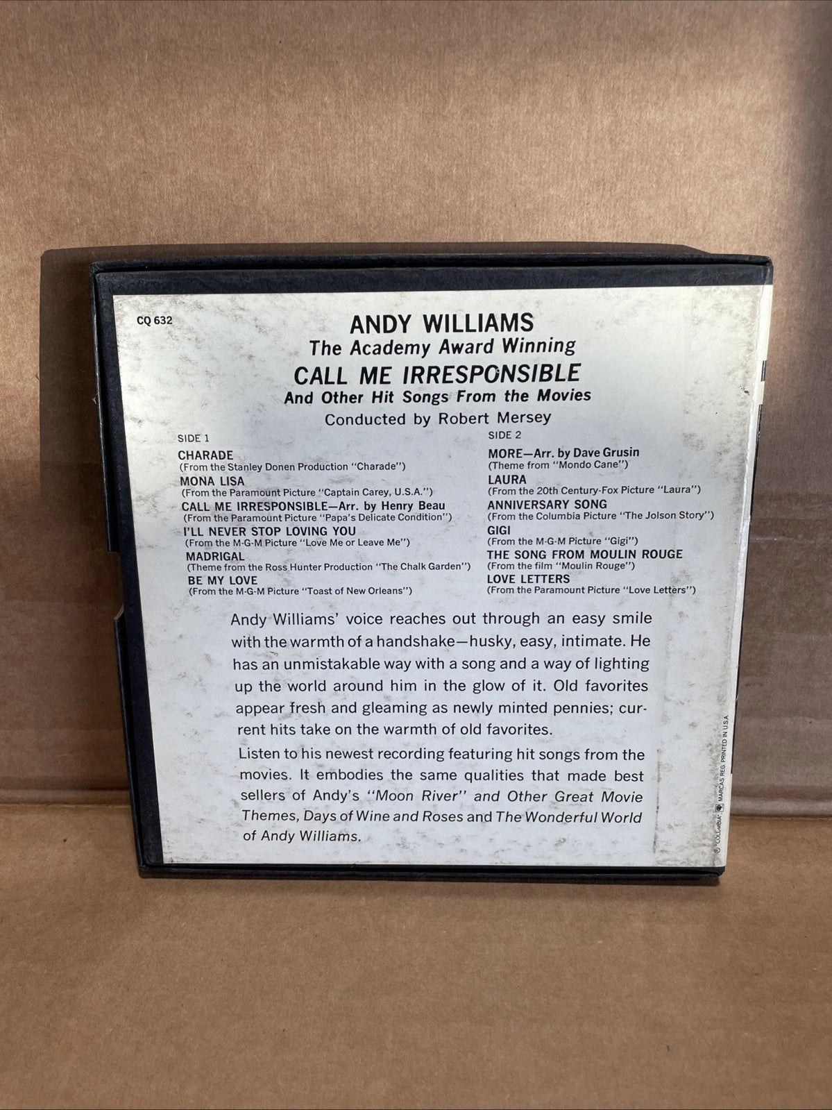 Andy Williams Call Me Irresponsible Reel To Reel Tape 4-Track 7.5 IPS vg+