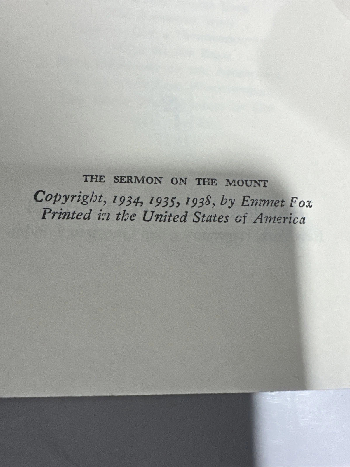The Sermon on the Mount, Emmet Fox, Early Printing, Harper & Row, HC/DJ