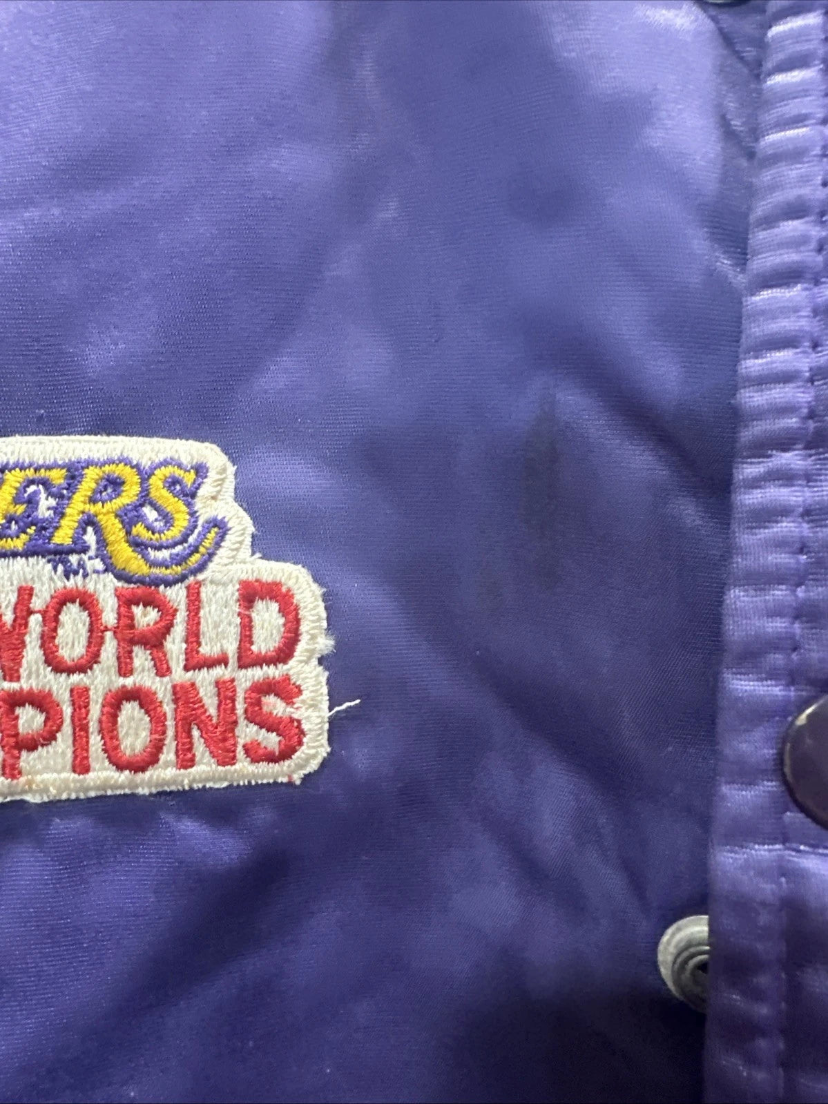 Los Angeles Lakers Starter Jacket Purple Satin Vintage 80's NBA Men L *Read*