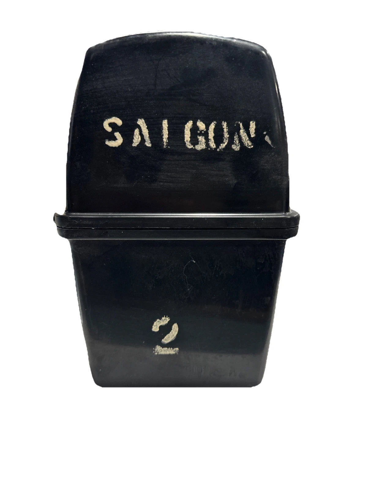Vintage THERMOS Black Plastic Lunch Box NO Thermos USA SAIGON Vietnam Labeled