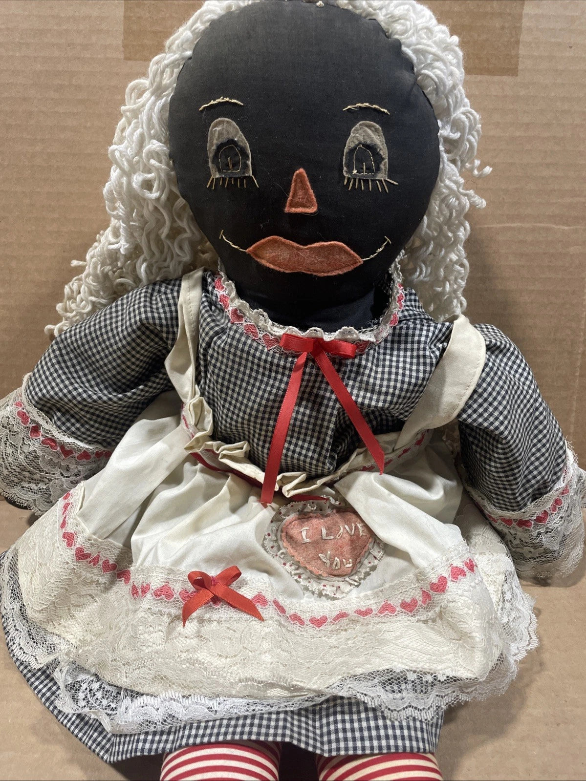 Large Vintage African American Folk Art Rag Doll, 24” Lot Of 2