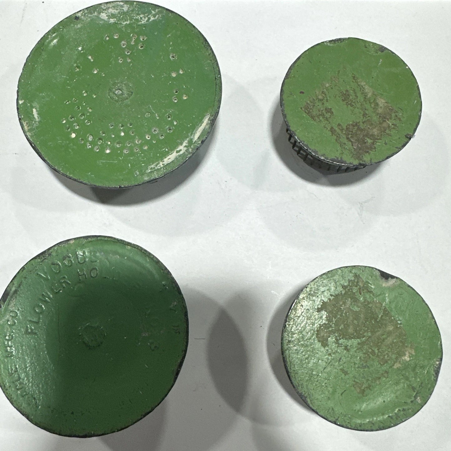 2-3 Inch Vogue Metal Green Painted Flower Holders Frog Beagle Mfg. Co. #3 Calif.