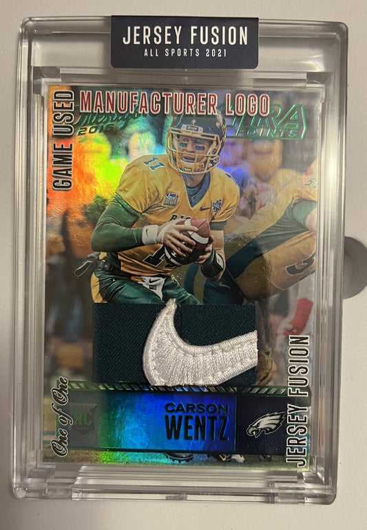 RARE! Carson Wentz 1 of 1 Philadelphia Eagles Rookie Card w/ Nike Logo Patch