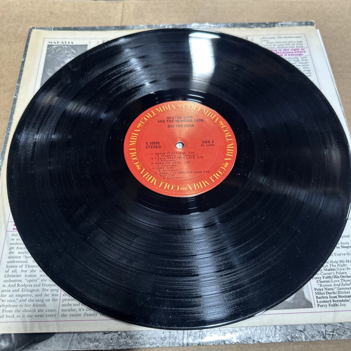 DR HOOK AND THE MEDICINE SHOW 1972 Vinyl LP Lyric Sheet on inlay C 30898