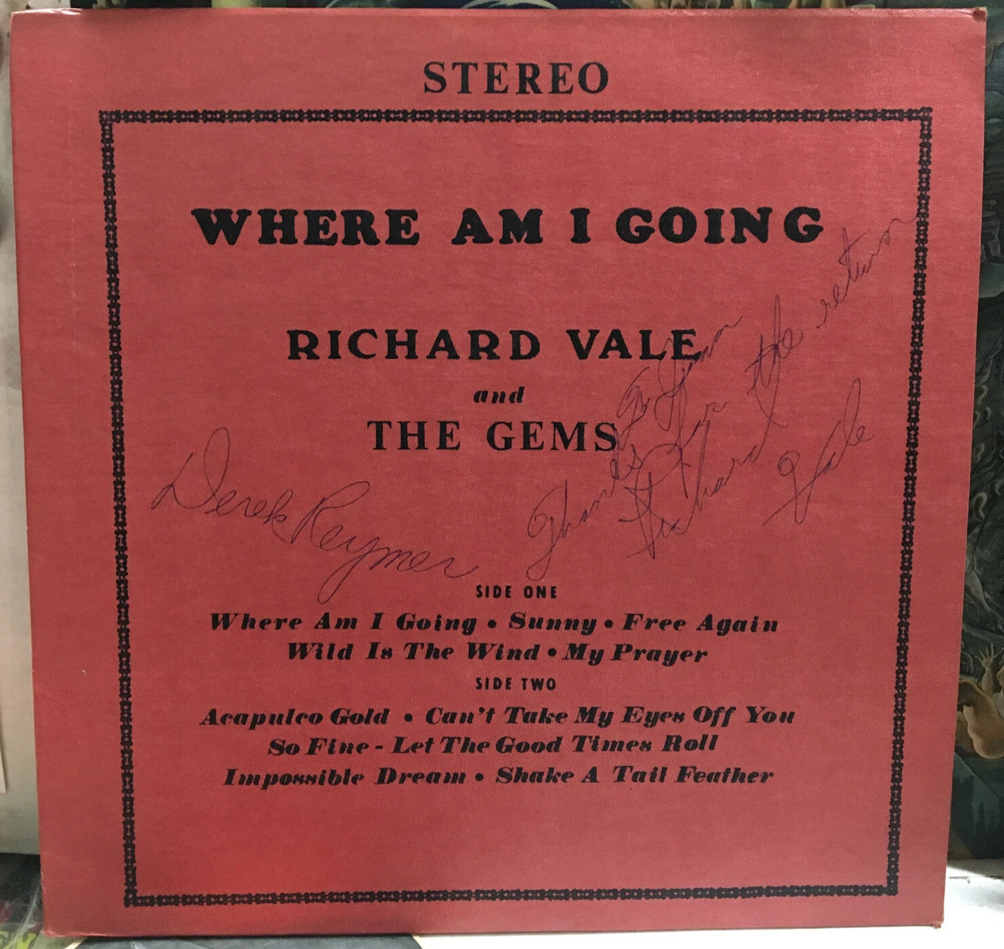 Richard Vale & The Gems Where Am I Going Autograph Record