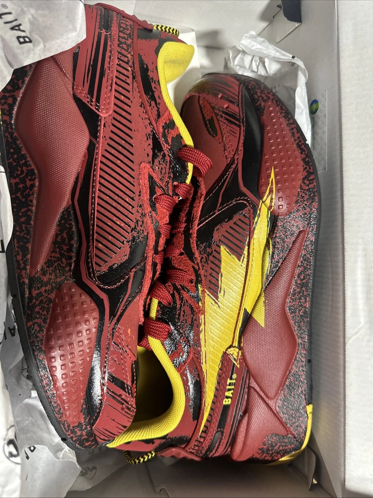 Size 7.5- PUMA RS-X THE FLASH DC X BAIT RED DAHLIA, With Flash Ring & Symbol Lot