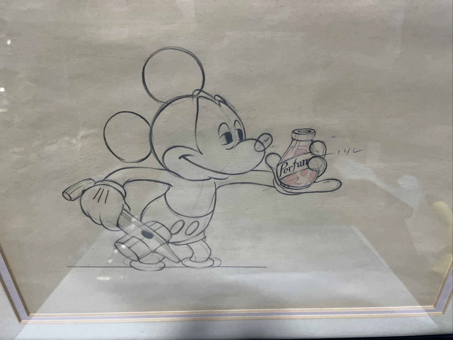 Original Animated Pencil Drawing Of Mickey Mouse From SOCIETY DOG SHOW 1939 COA