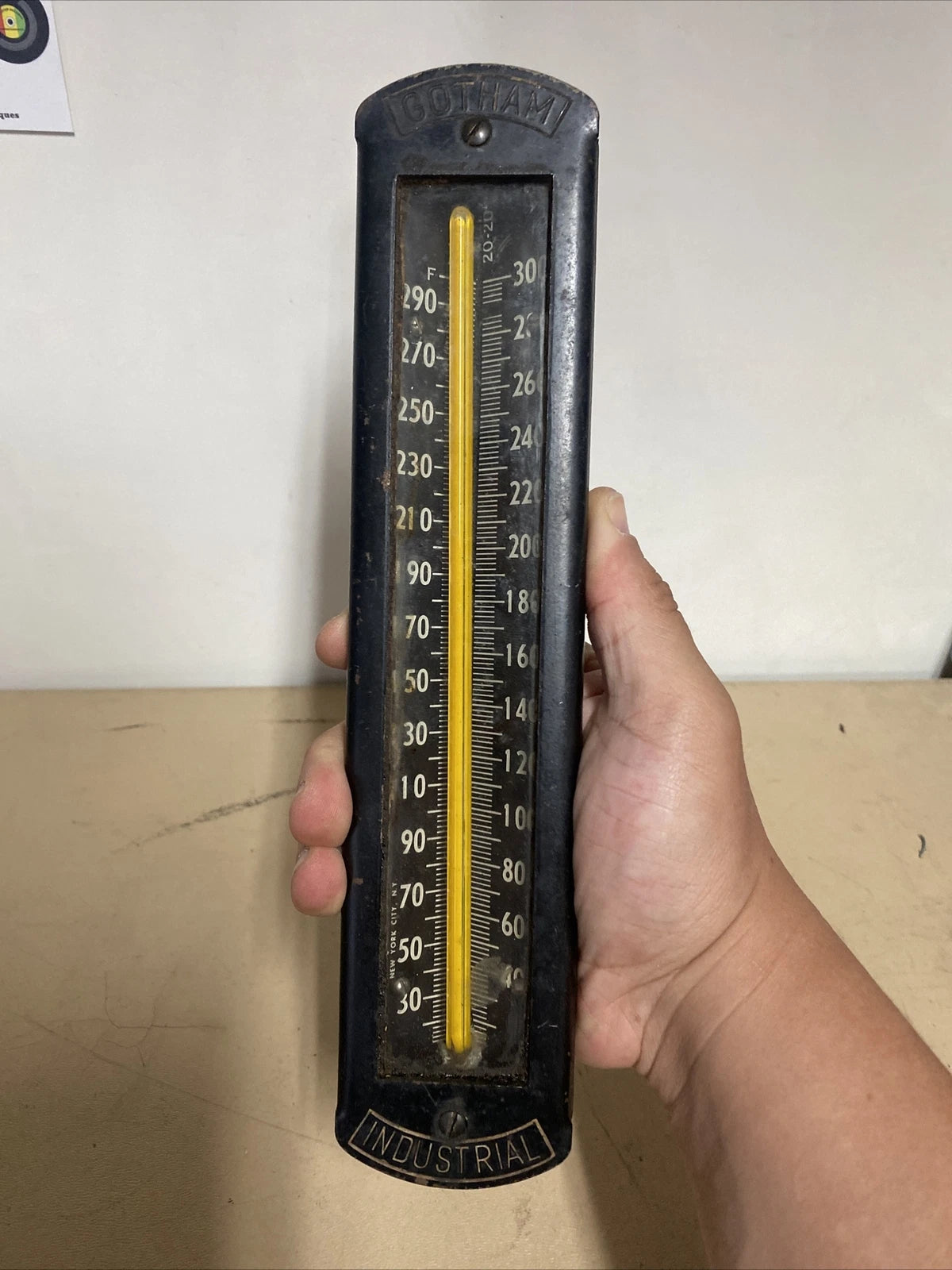 Vintage STEAMBOILER Thermometer GOTHAM Antique Steampunk Industrial GAUGE